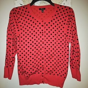 Cupio Red with Black Poka Dots Cardigan